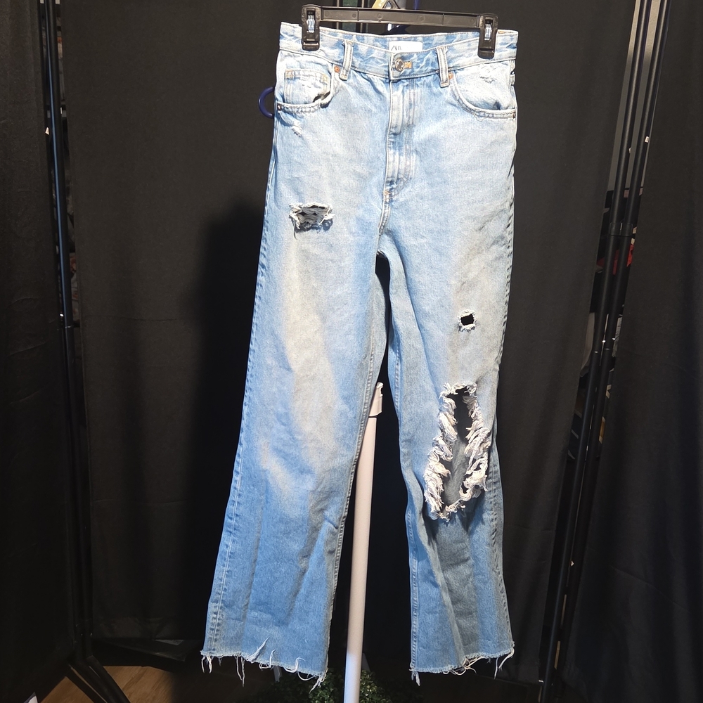 ZARA Light Blue Denim Jeans with Branded Metal Button